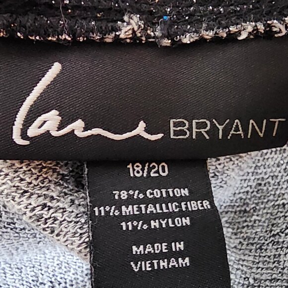 Lane Bryant Grey Black Exposed Faux Zipper LS Cotton Metallic Nylon Top Sz 18/20 - Picture 15 of 16